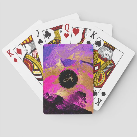 Girly monogram artistiek elegant abstract patroon pokerkaarten (Achterkant)