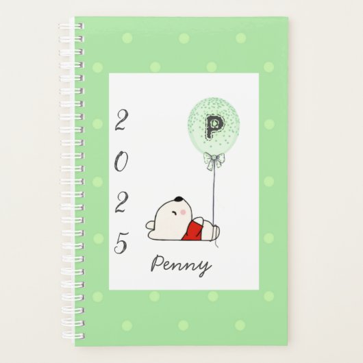 Girly Monogram Beer Green 2025 Planner (Voorkant)