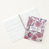Girly Monogram Bloemen Patroon Gepersonaliseerde N Notitieboek (Binnen)