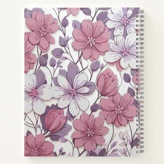Girly Monogram Bloemen Patroon Gepersonaliseerde N Notitieboek (Achterkant)