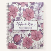 Girly Monogram Bloemen Patroon Gepersonaliseerde N Notitieboek (Voorkant)