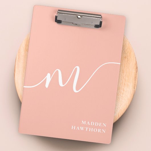 Girly Monogram Calligrafie Coral Blush Pink Klembord