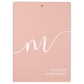 Girly Monogram Calligrafie Coral Blush Pink Klembord (Achterkant)