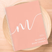Girly Monogram Calligrafie Coral Blush Pink Notitieboek