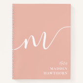 Girly Monogram Calligrafie Coral Blush Pink Notitieboek (Voorkant)