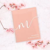 Girly Monogram Calligrafie Coral Blush Pink Planner