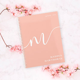 Girly Monogram Calligrafie Coral Blush Pink Planner