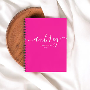 Girly Monogram Calligrafie Elegant Pink Notitieboek