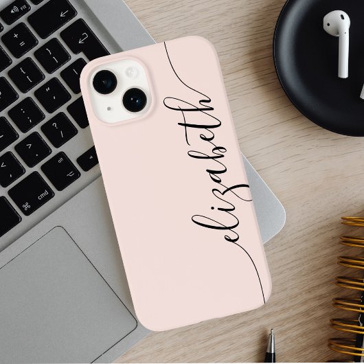 Girly Monogram Calligraphy Blush Pink Case-Mate iPhone Case