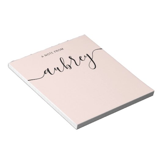 Girly Monogram Calligraphy Blush Pink Notitieblok (Schuin)