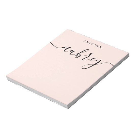 Girly Monogram Calligraphy Blush Pink Notitieblok (Linkerzijde)