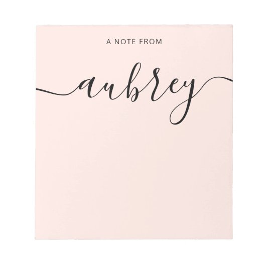 Girly Monogram Calligraphy Blush Pink Notitieblok (Voorkant)