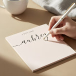 Girly Monogram Calligraphy Blush Pink Notitieblok<br><div class="desc">Eenvoudige notitiekaart biedt een moderne handgeschreven kalligrafie voor jouw naam.</div>