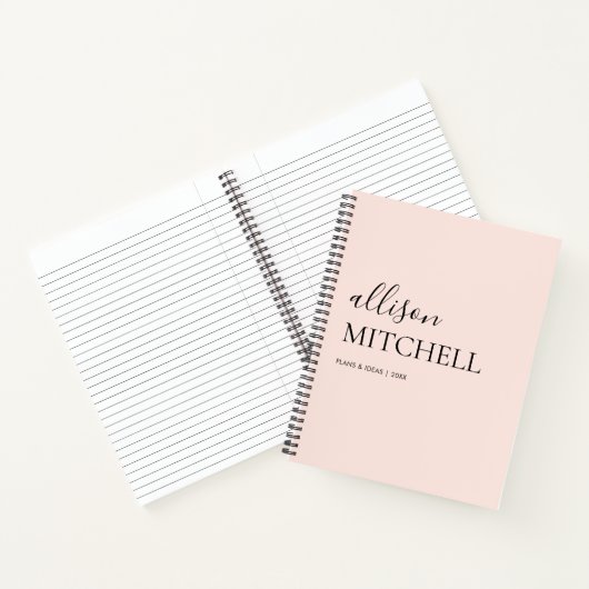 Girly Monogram Calligraphy Blush Pink Notitieboek (Binnen)