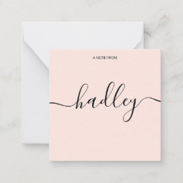 Girly Monogram Calligraphy Blush Pink Notitiekaartje