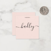 Girly Monogram Calligraphy Blush Pink  Notitiekaartje (Voorkant / Achterkant in situ)
