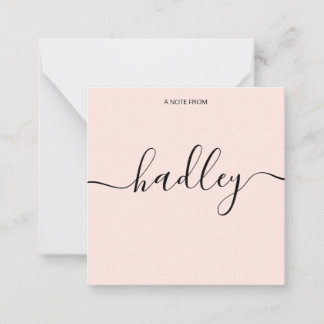 Girly Monogram Calligraphy Blush Pink  Notitiekaartje