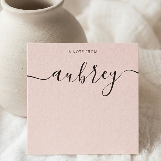 Girly Monogram Calligraphy Blush Pink Notitiekaartje