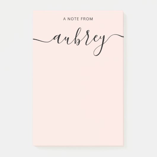 Girly Monogram Calligraphy Blush Pink Post-it® Notes (Voorkant)
