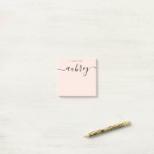 Girly Monogram Calligraphy Blush Pink Post-it® Notes (Op bureau)