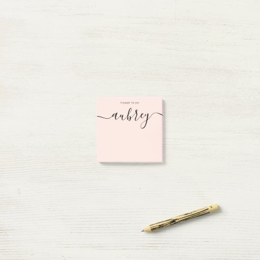 Girly Monogram Calligraphy Blush Pink Post-it® Notes (Op bureau)