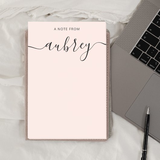 Girly Monogram Calligraphy Blush Pink Post-it® Notes