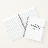 Girly Monogram Calligraphy Elegan White Notitieboek (Binnen)