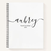Girly Monogram Calligraphy Elegan White Notitieboek (Voorkant)