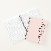 Girly Monogram Calligraphy Pink Notitieboek (Binnen)