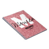 Girly Monogram Calligraphy rough rose Pink Binder Notitieboek (Rechterzijde)