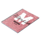 Girly Monogram Calligraphy rough rose Pink Binder Notitieboek (Linkerzijde)
