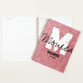 Girly Monogram Calligraphy rough rose Pink Binder Planner (Display)