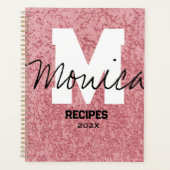 Girly Monogram Calligraphy rough rose Pink Binder Planner (Voorkant)