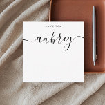 Girly Monogram Calligraphy White Notitiekaartje<br><div class="desc">Eenvoudige notitiekaart biedt een moderne handgeschreven kalligrafie voor jouw naam.</div>