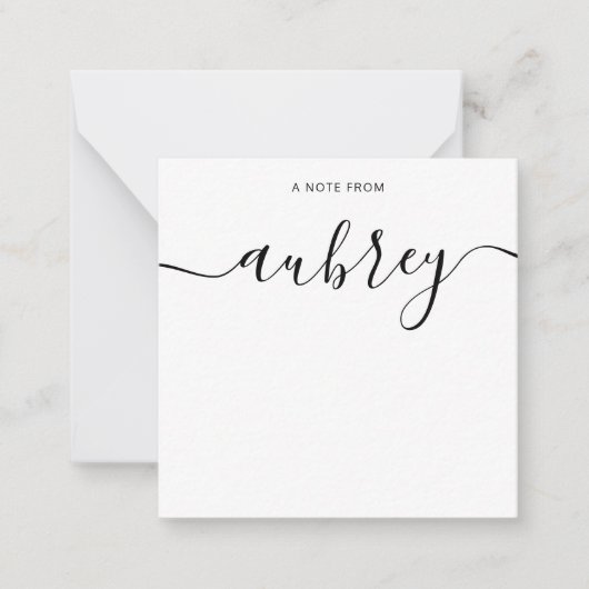 Girly Monogram Calligraphy White Notitiekaartje (Voorkant)