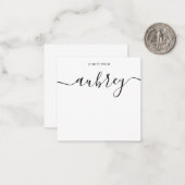 Girly Monogram Calligraphy White Notitiekaartje (Voorkant / Achterkant in situ)