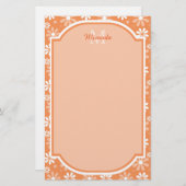 Girly Monogram Cute Oranje Daisy Flowers en Name Briefpapier (Voorkant / Achterkant)