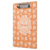 Girly Monogram Cute Oranje Daisy Flowers en Name Klembord (Links)