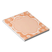 Girly Monogram Cute Oranje Daisy Flowers en Name Notitieblok (Schuin)