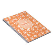 Girly Monogram Cute Oranje Daisy Flowers en Name Notitieboek (Rechterzijde)