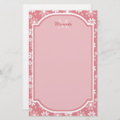 Girly Monogram Cute Pink Daisy Flowers met naam Briefpapier (Voorkant / Achterkant)