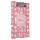 Girly Monogram Cute Pink Daisy Flowers met naam Klembord (Rechts)