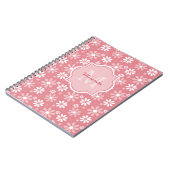 Girly Monogram Cute Pink Daisy Flowers met naam Notitieboek (Linkerzijde)