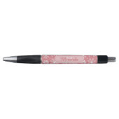Girly Monogram Cute Pink Daisy Flowers met naam Pen (Voorkant)
