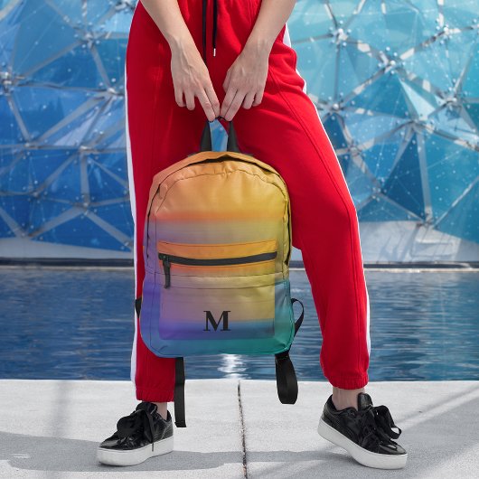 Girly Monogram Delight Roze Regenboog Stripes Cust Bedrukte Rugzak