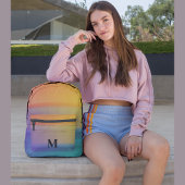 Girly Monogram Delight Roze Regenboog Stripes Cust Bedrukte Rugzak