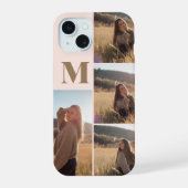 Girly Monogram Elegante foto Blush Roze iPhone 15 Case (Achterkant)