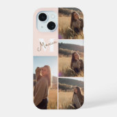 Girly Monogram Elegante foto Blush Roze iPhone 15 Case (Achterkant)