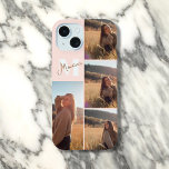 Girly Monogram Elegante foto Blush Roze iPhone 15 Case<br><div class="desc">Creëer een unieke en stijlvolle look met deze gepersonaliseerde iPhone case. Voeg uw 4 favoriete foto's toe en pas deze aan met uw monogram voor een echt persoonlijke touch. Perfect om je herinneringen en stijl te laten zien!</div>