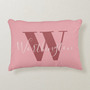 Girly Monogram en Naam roze blush rood Accent Kussen